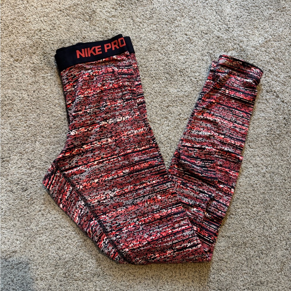 Nike Red and Black Athletic Leggings